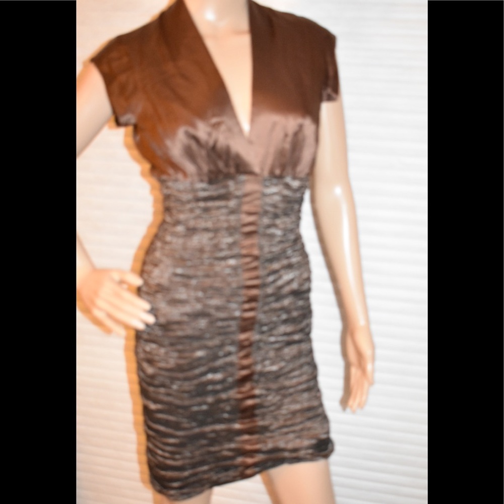 Nicole Miller  brown ruched dress